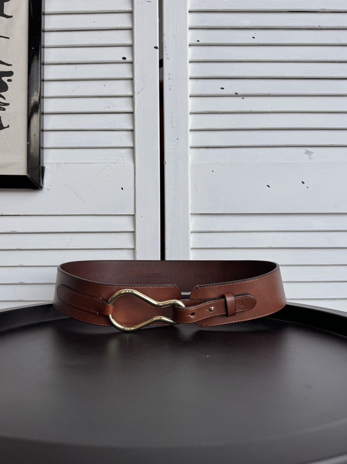Lauren Ralph Lauren Ralph Lauren Equestrian Wide Leather Belt Gold-Tone Hook Size ONE SIZE - 2 Thumbnail