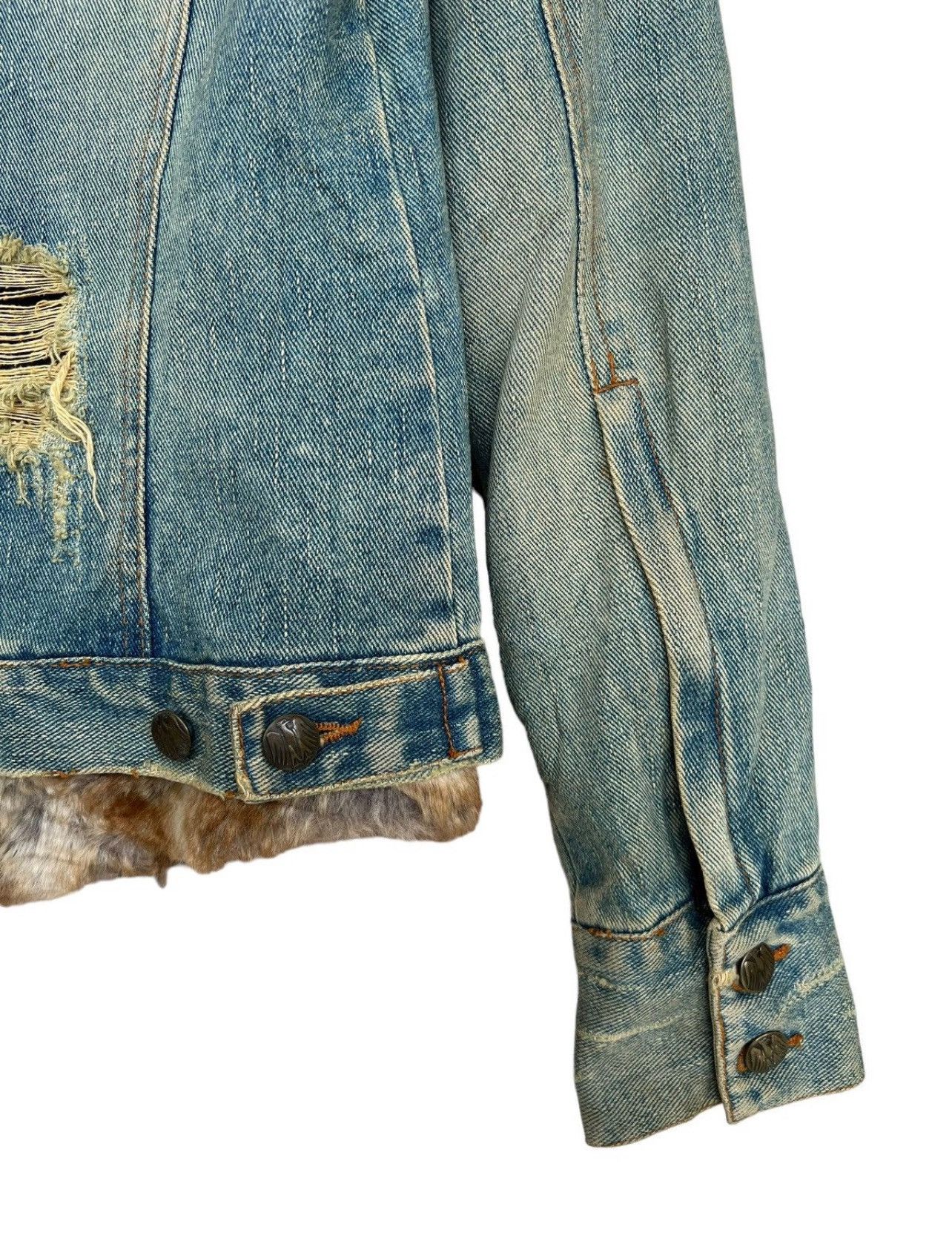 Japanese Brand Japanese Brand Fur Denim Jacket Distressed Denim Jacket S Size S / US 4 / IT 40 - 14 Thumbnail