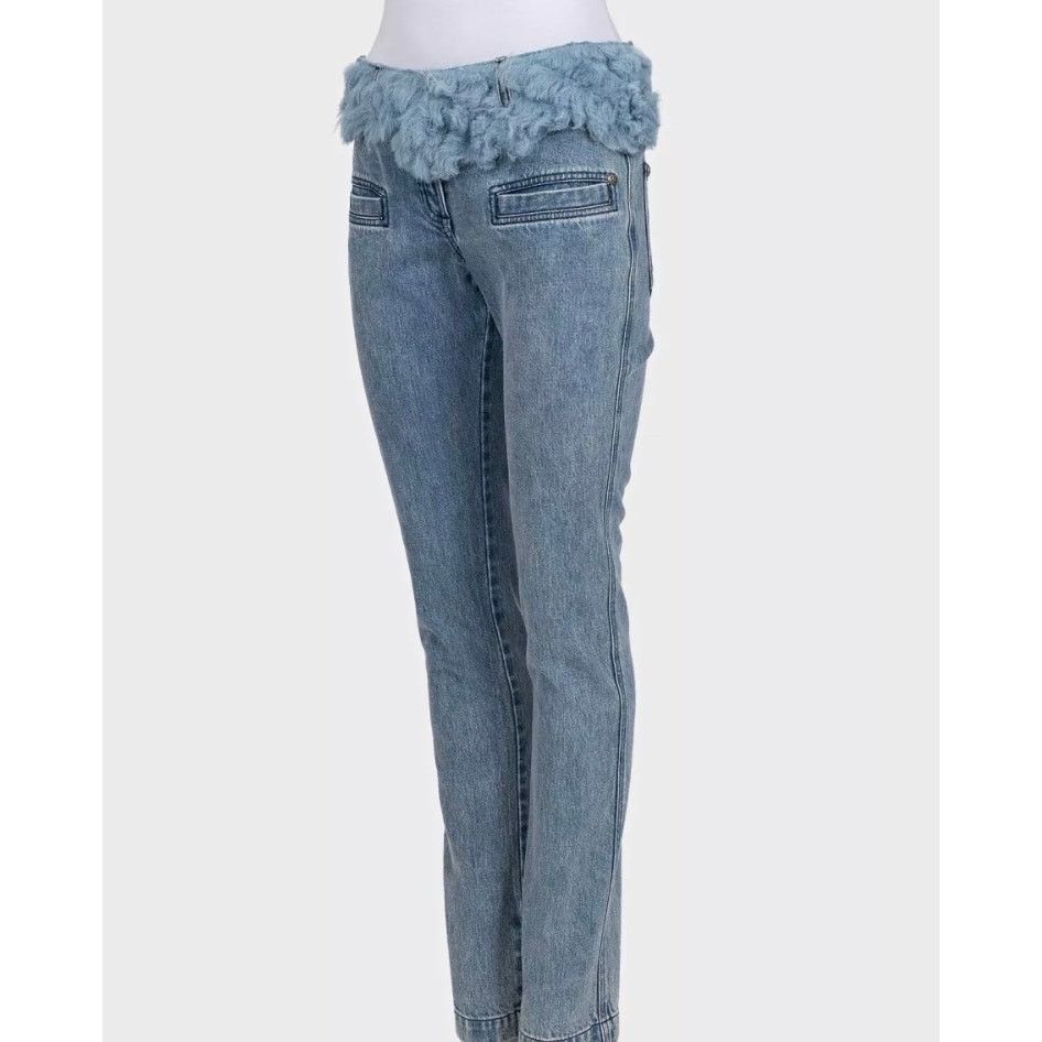 Chanel Chanel Light Blue Straight Fur Trim Jeans Sz.38 Size 27" / US 4 / IT 40 - 2 Thumbnail