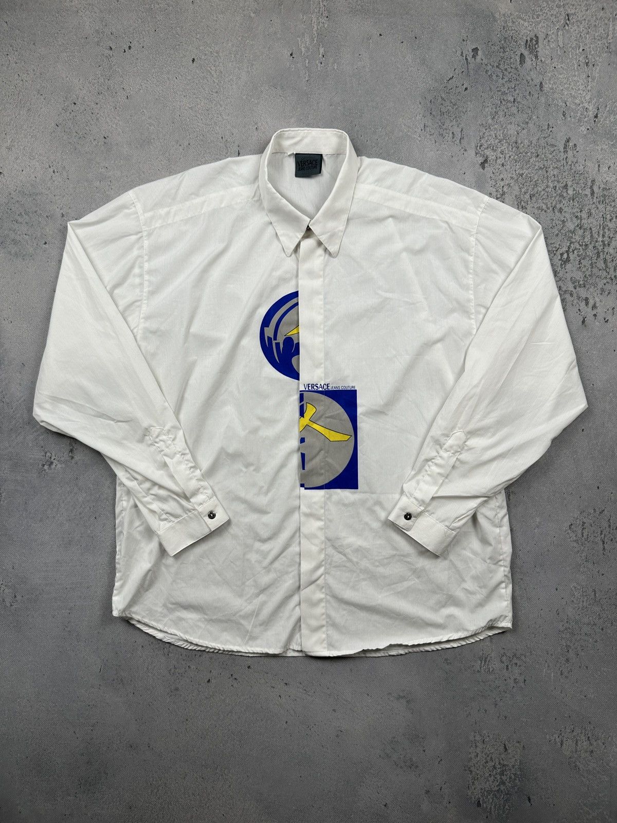 Versace Jeans Couture Archive Versace Jeans Couture Graphic White Shirt Y2K 90s Size US XL / EU 56 / 4 - 1 Thumbnail
