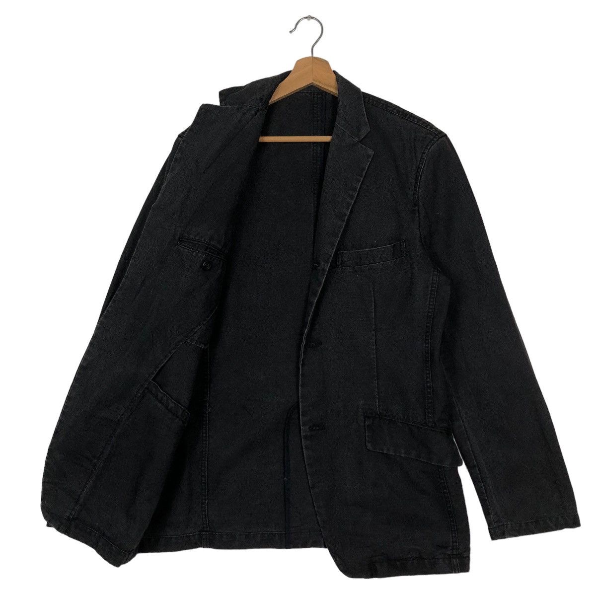Comme Ca Ism 🔥Iconic Black - Double Breast Chore Hickory Work Jacket Size US L / EU 52-54 / 3 - 8 Thumbnail