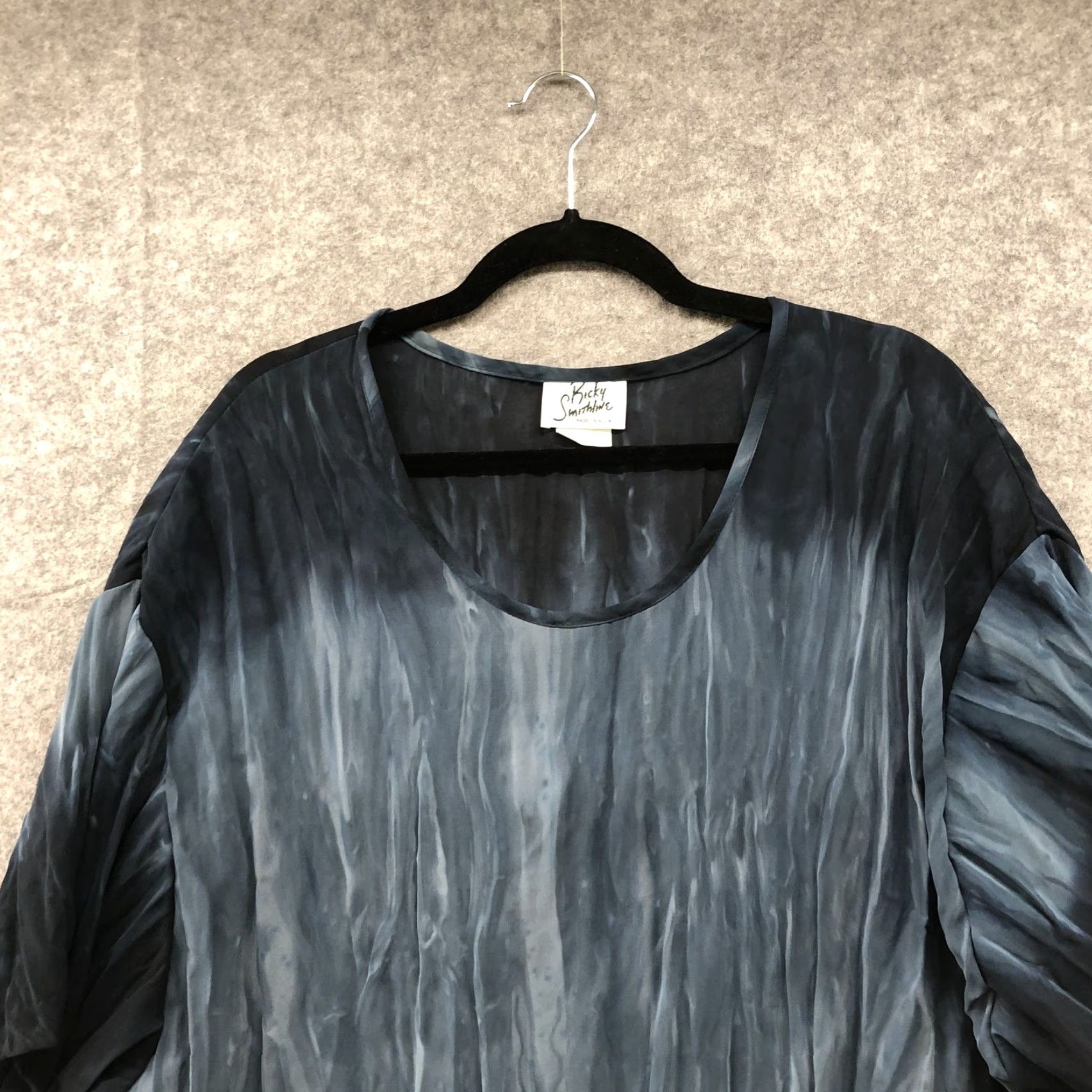 Vintage VINTAGE Blouse Tunic Top Womens 20W Blue Tie Dye Short Sleeve Relaxed Art Size 3XL / US 20-22 - 3 Thumbnail