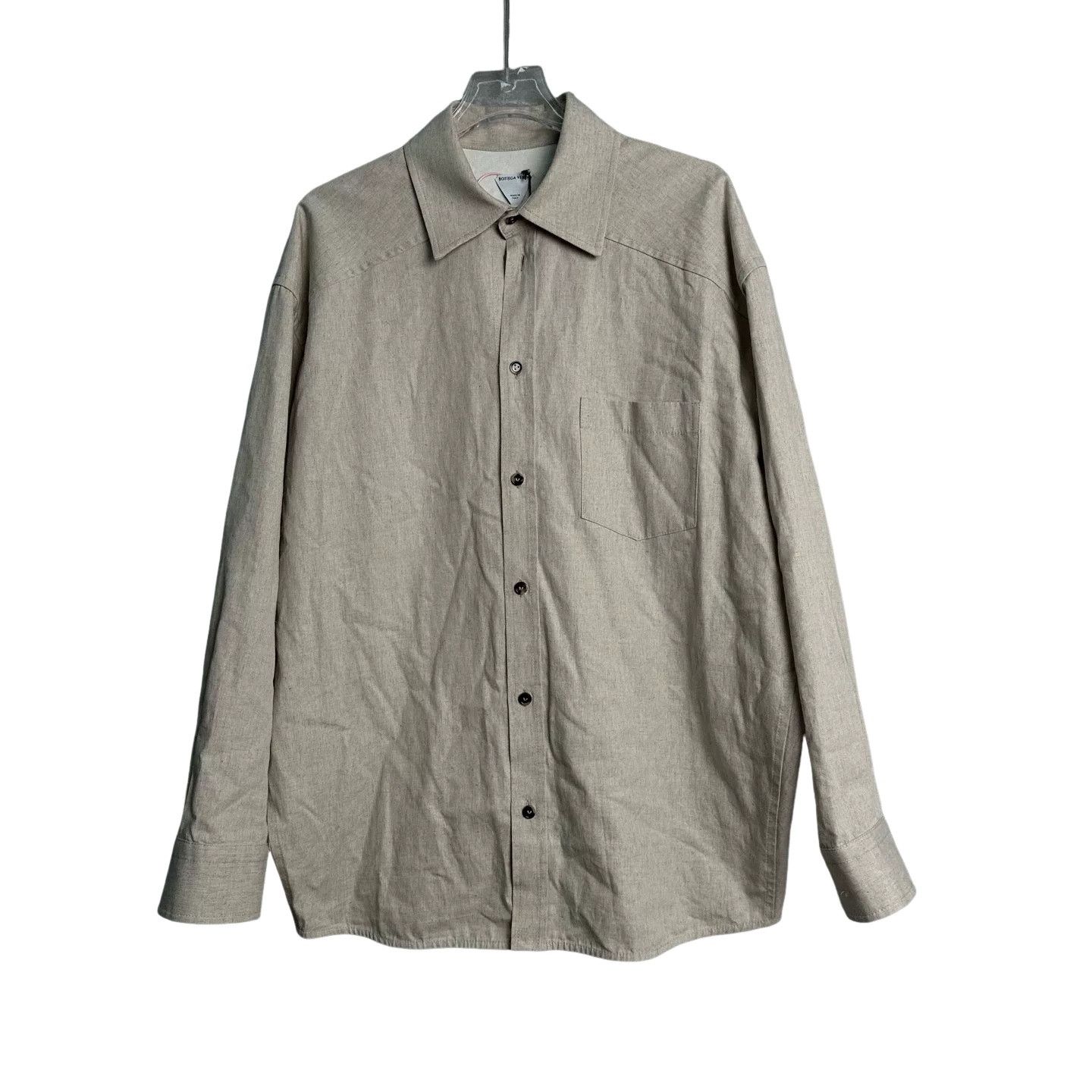 Bottega Veneta Bottega Veneta Beige Linen-Blend Long Sleeve Shirt Size 44 Size US S / EU 44-46 / 1 - 1 Thumbnail
