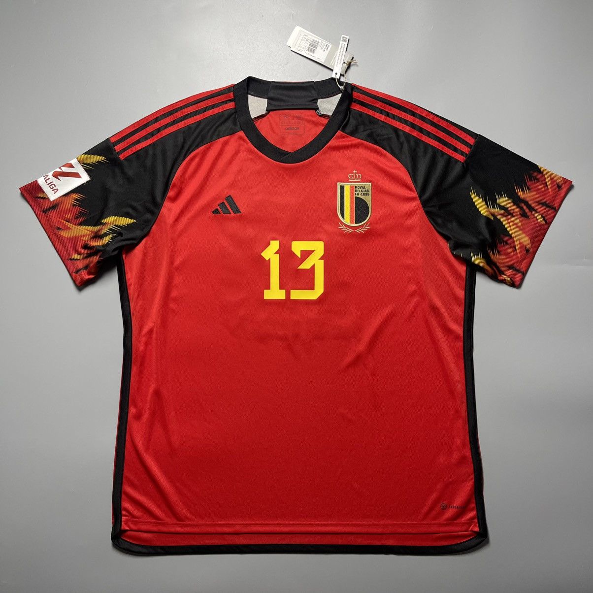 Vintage NWT BELGIUM ADIDAS 2022 WC FOOTBALL HOME JERSEY #13 CARRASCO Size US XXL / EU 58 / 5 - 2 Thumbnail