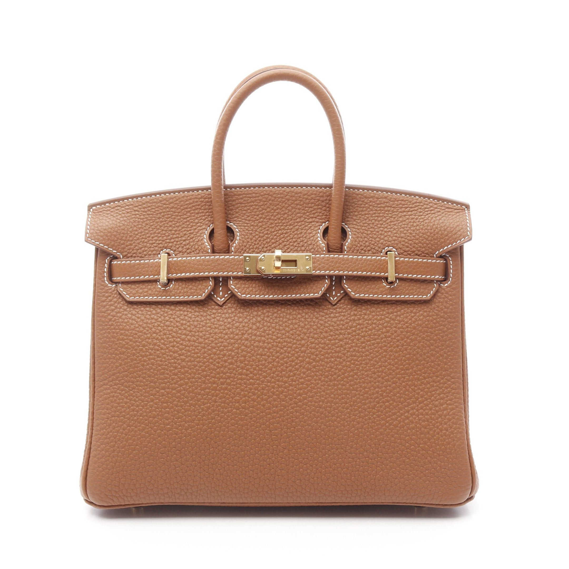 Hermes Hermes Birkin 25 Gold Handbag Togo Brown Hardware Double Engraved Size ONE SIZE - 1 Thumbnail