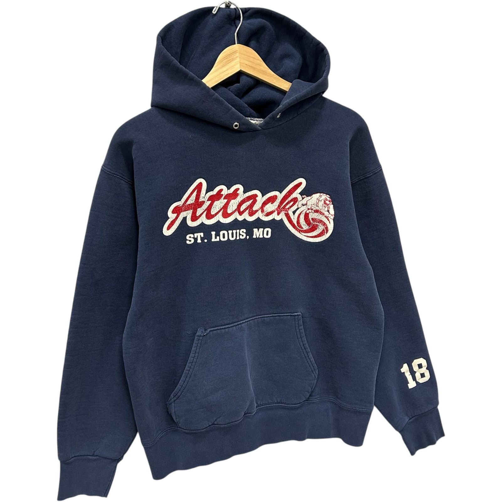 Fruit Of The Loom Vintage St. Louis, MO "Attack" Volleyball Hoodie Large Size US L / EU 52-54 / 3 - 4 Thumbnail