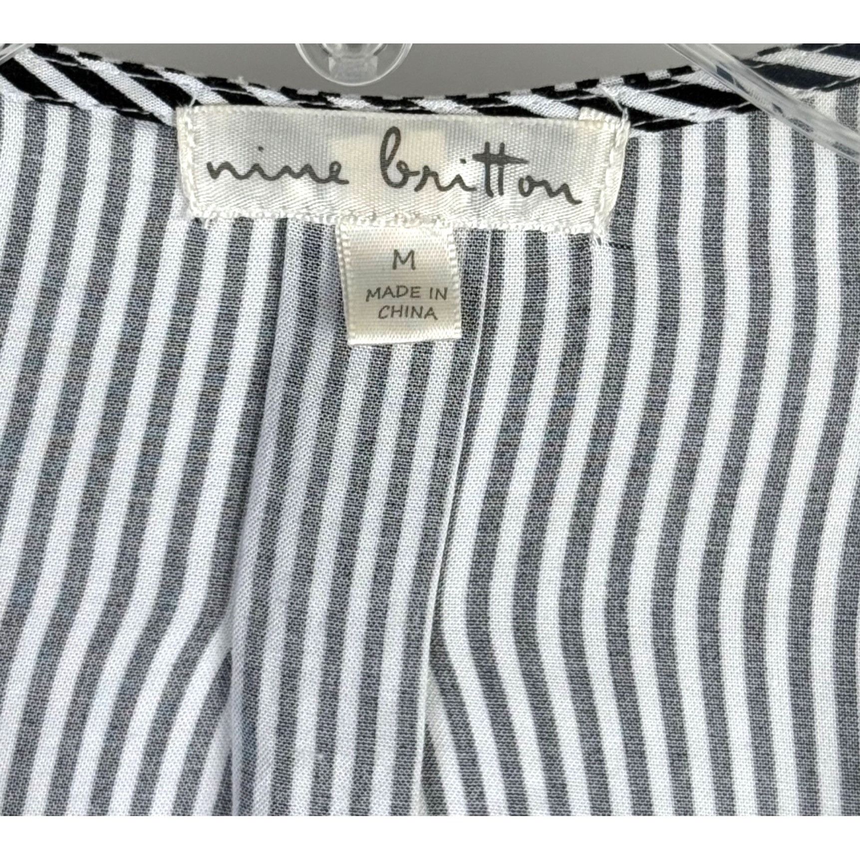 Other Nine Britton Black & White Striped Blouse V-Neck Long-Sleeve Size M / US 6-8 / IT 42-44 - 2 Thumbnail
