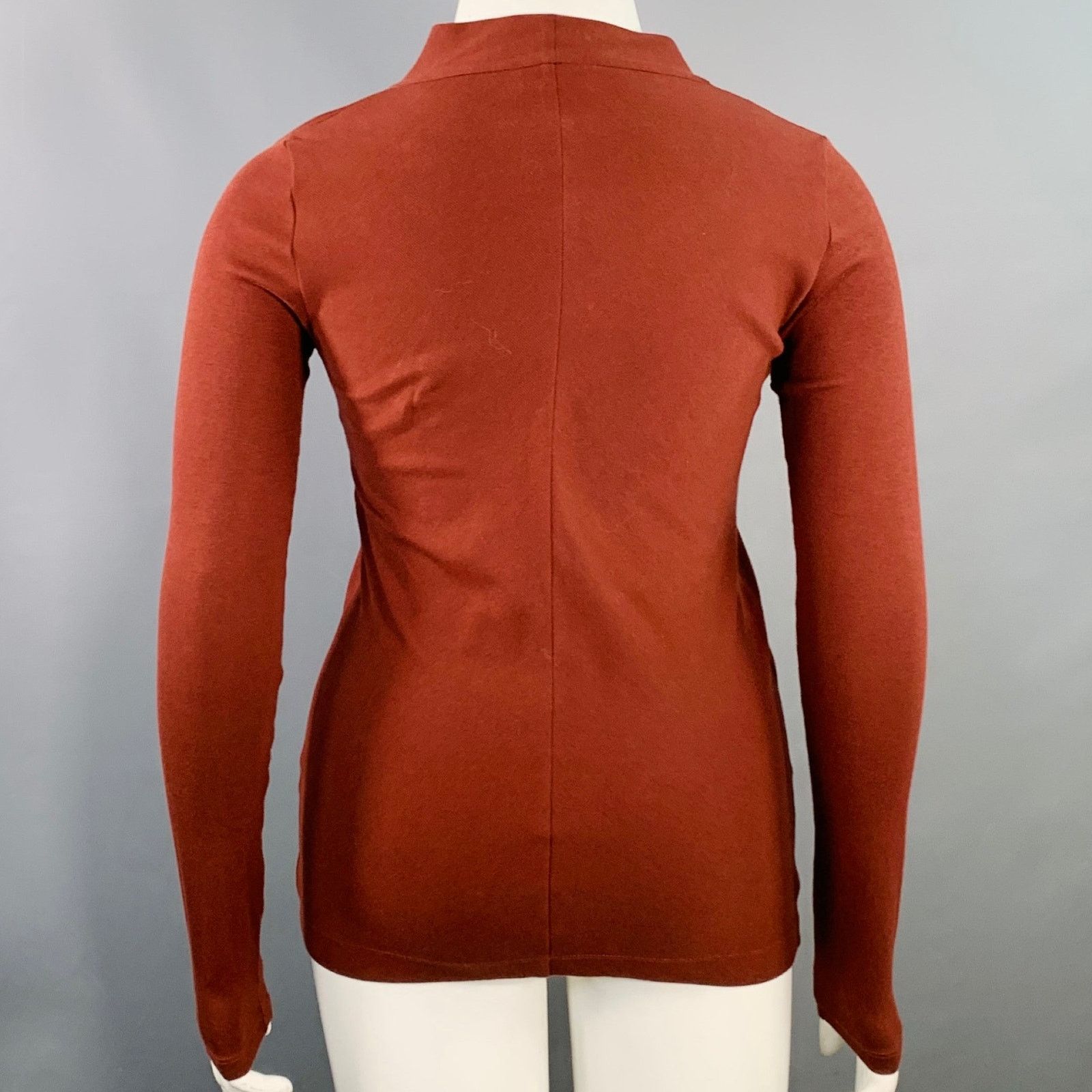 Brunello Cucinelli BRUNELLO CUCINELLI Red Burgundy Cotton Cowl Neck Pullover Size L / US 10 / IT 46 - 3 Thumbnail
