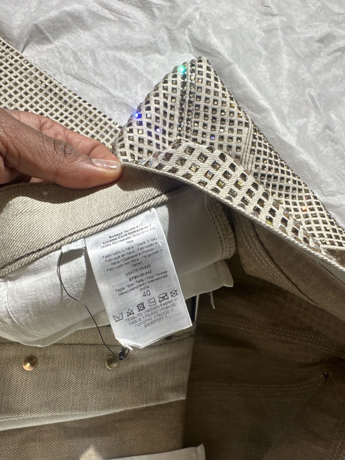 Bottega Veneta $30,000 crystal glass embellished flared runway denim Size US 29 - 10 Thumbnail