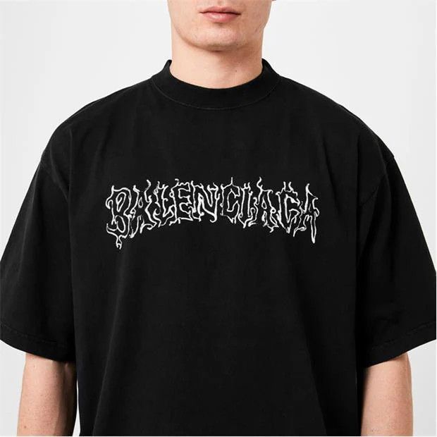 Balenciaga o1g2r1mq0324 Logo T-Shirt in Black & White Size US M / EU 48-50 / 2 - 6 Thumbnail