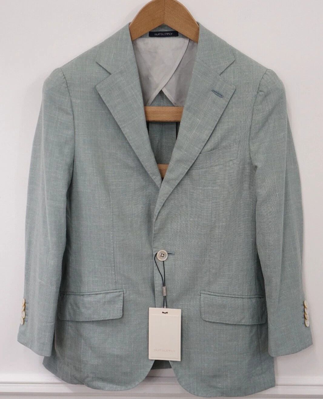 Men Suitsupply Blazer La Spala Green Linen Silk Wool US30