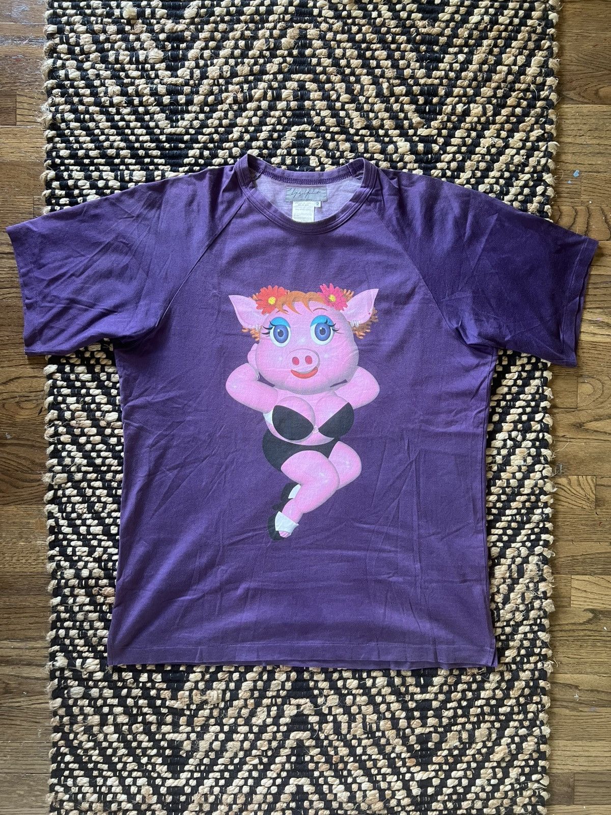 Yohji Yamamoto Yohji Yamamoto Pour Homme SS02 Purple Pig Raglan Tee Size US M / EU 48-50 / 2 - 1 Thumbnail