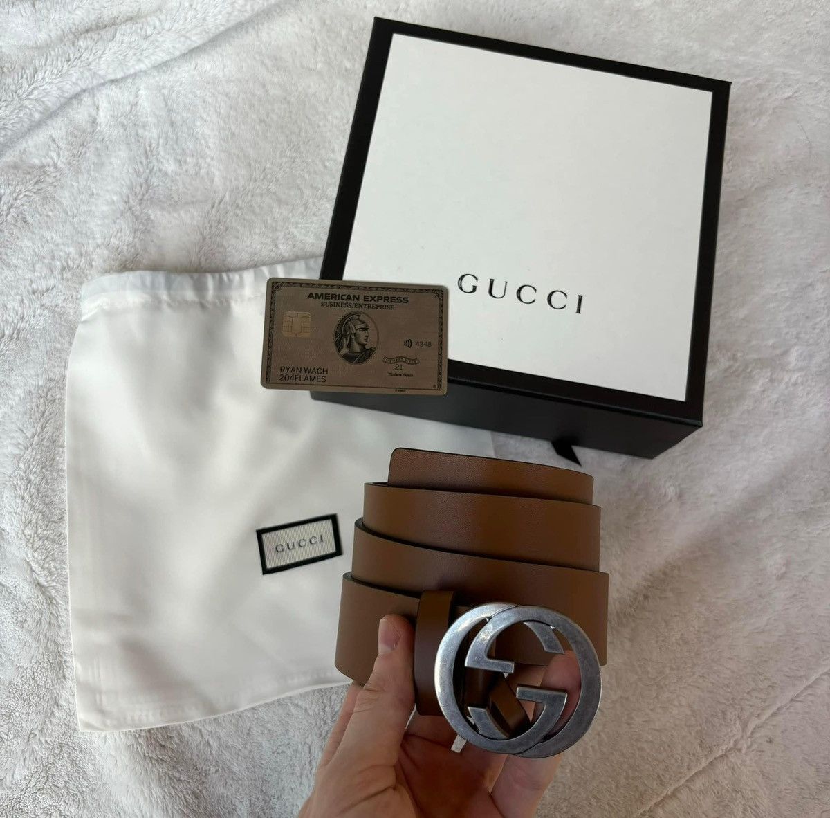 Gucci Gucci Brown GG Leather Belt Size 34 - 1 Thumbnail