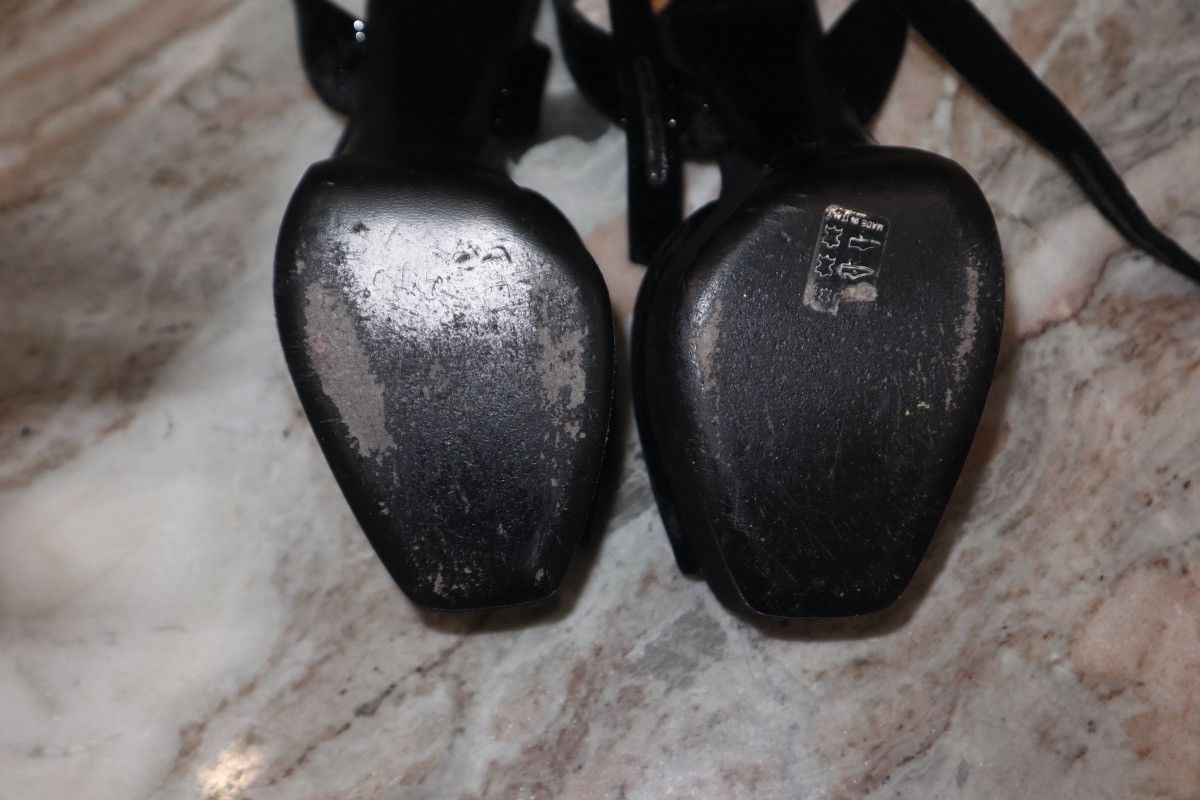 Giuseppe Zanotti Giuseppe Zanotti Black Velvet Lavinia Ankle Strap Platforms Size US 10 / IT 40 - 4 Thumbnail