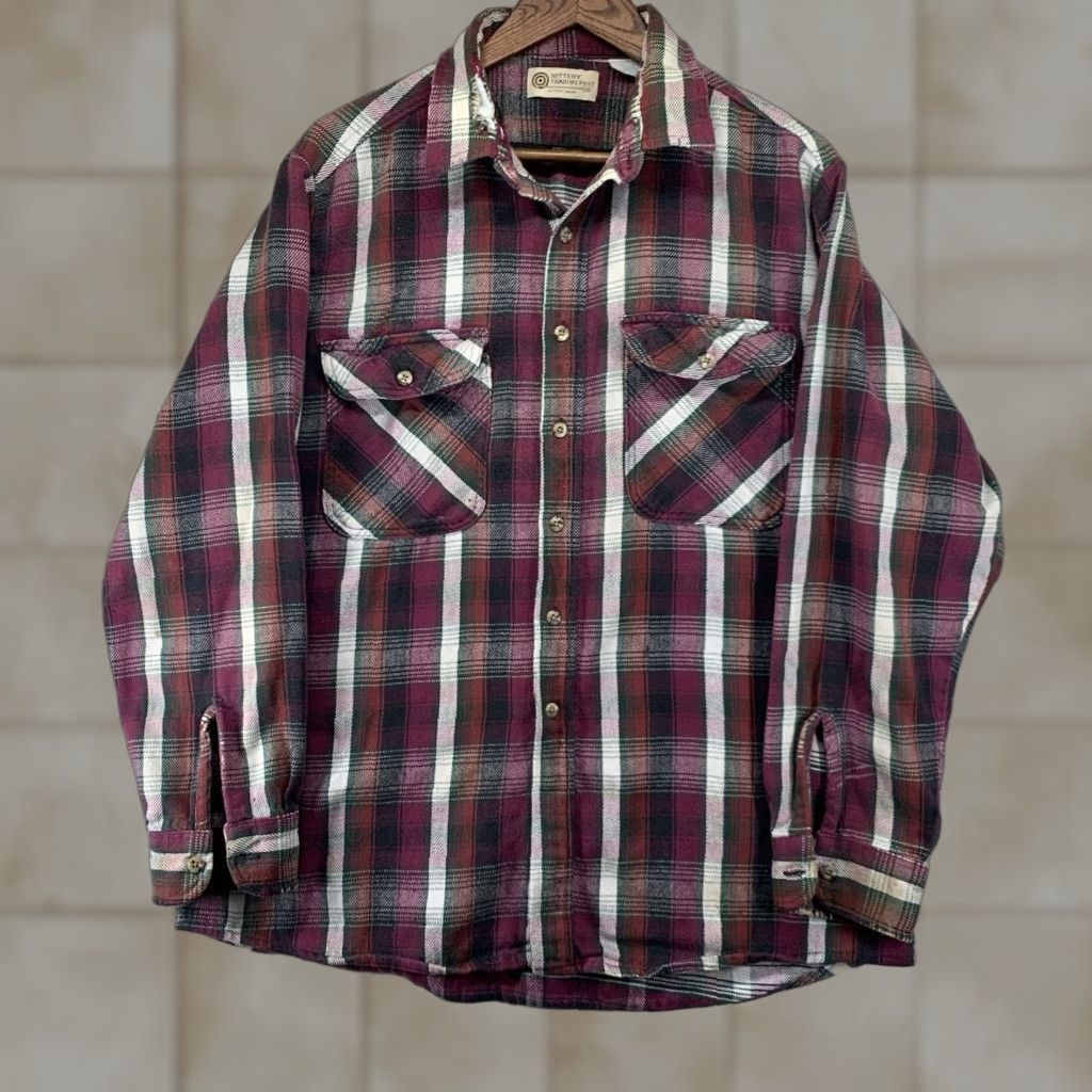 Vintage VINTAGE Men's Flannel Shirt XLT Heavyweight Plaid Cotton 80s Western Casual Winter Fall Size US XL / EU 56 / 4 - 1 Thumbnail