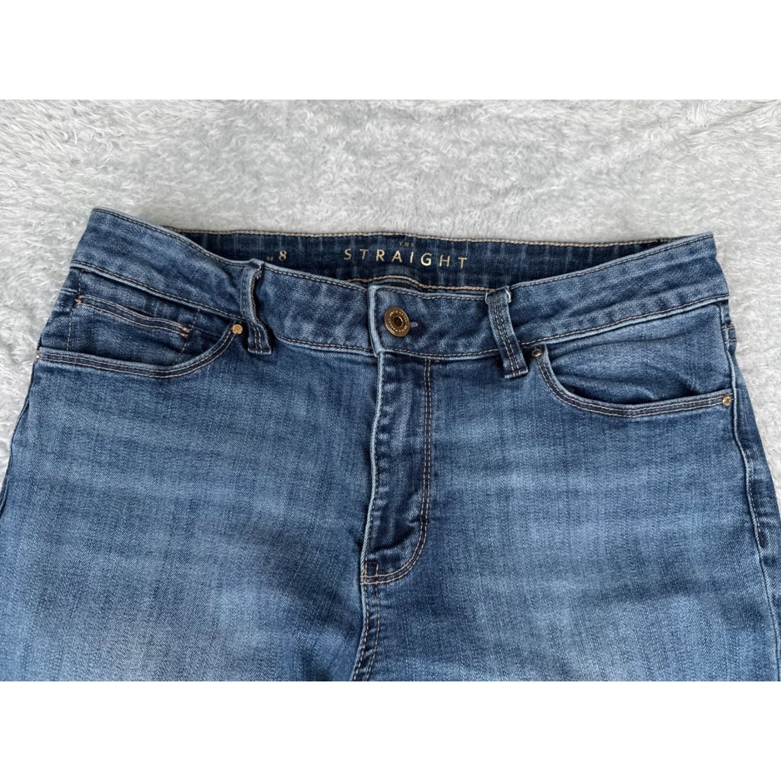 White House Black Market White House Black Market Jeans Womens 8 Blue The Straight Mid Rise Cotton 28x24 Denim 5-Pocket Size 30" / US 8 / IT 44 - 4 Thumbnail