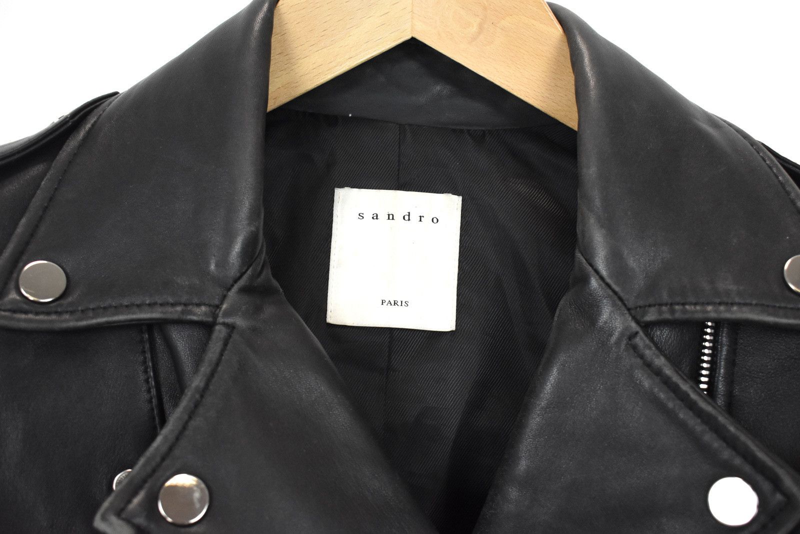Sandro SANDRO Jacket Women XS Cropped Leather Asymmetrical Zip Size XS / US 0-2 / IT 36-38 - 5 Thumbnail
