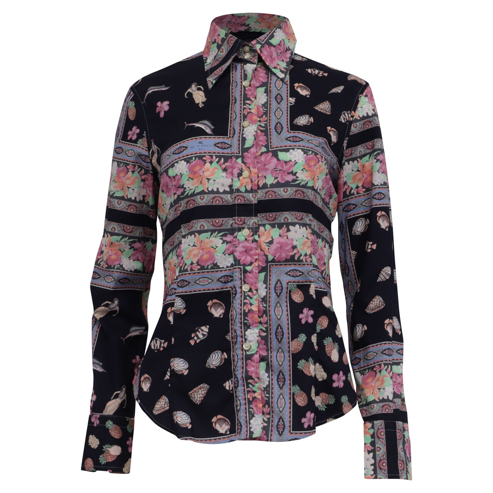 Etro Etro Floral-Print Shirt in Multicolor Cotton Size XS / US 0-2 / IT 36-38 - 1 Thumbnail