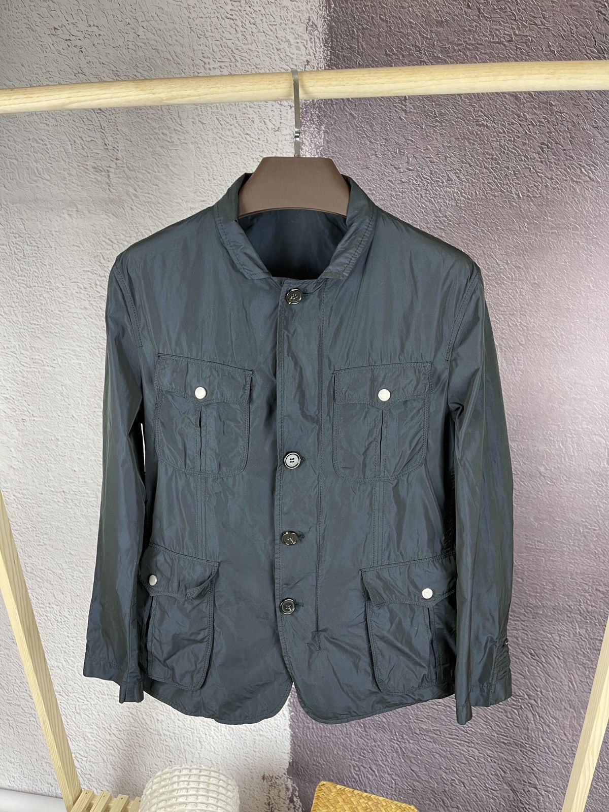 Paoloni Paoloni blue shimmer nylon coach jacket Size US L / EU 52-54 / 3 - 2 Thumbnail