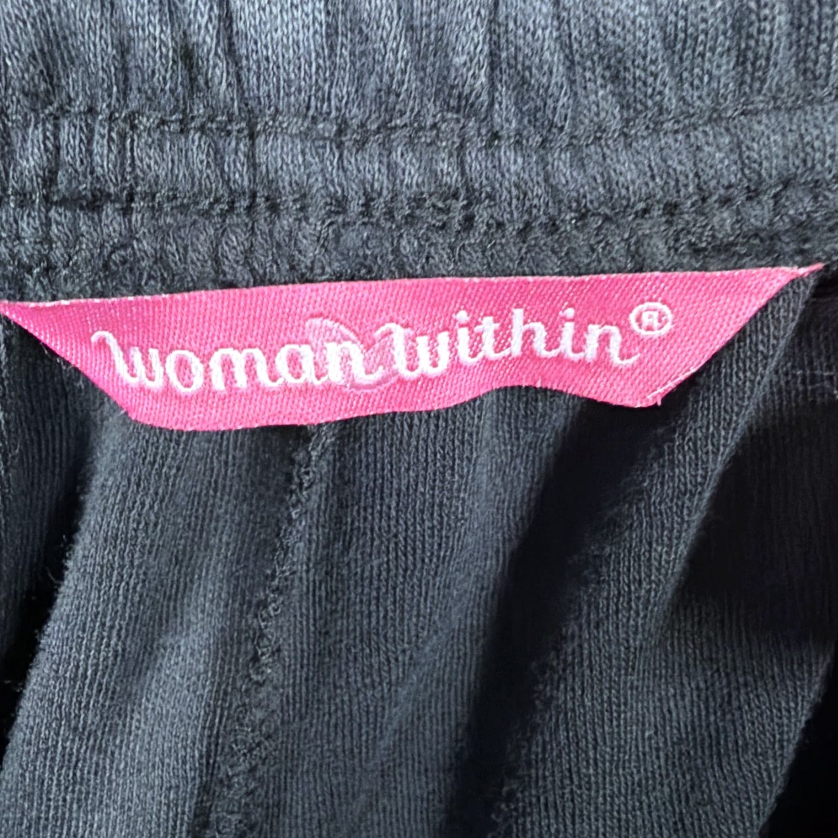 Vintage Woman Within Sweatpants Women L 33x30 Black Wide Leg Drawstring Lounge Lagenlook Size 36" / US 14 / IT 50 - 6 Thumbnail