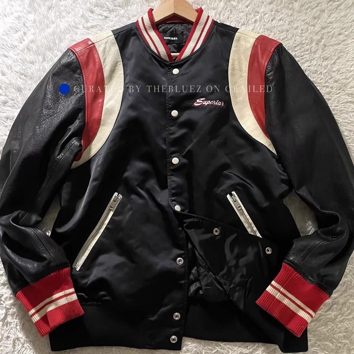 Diesel Black Baseball Jacket with Leather Sleeves Size US XXL / EU 58 / 5 - 1 Thumbnail
