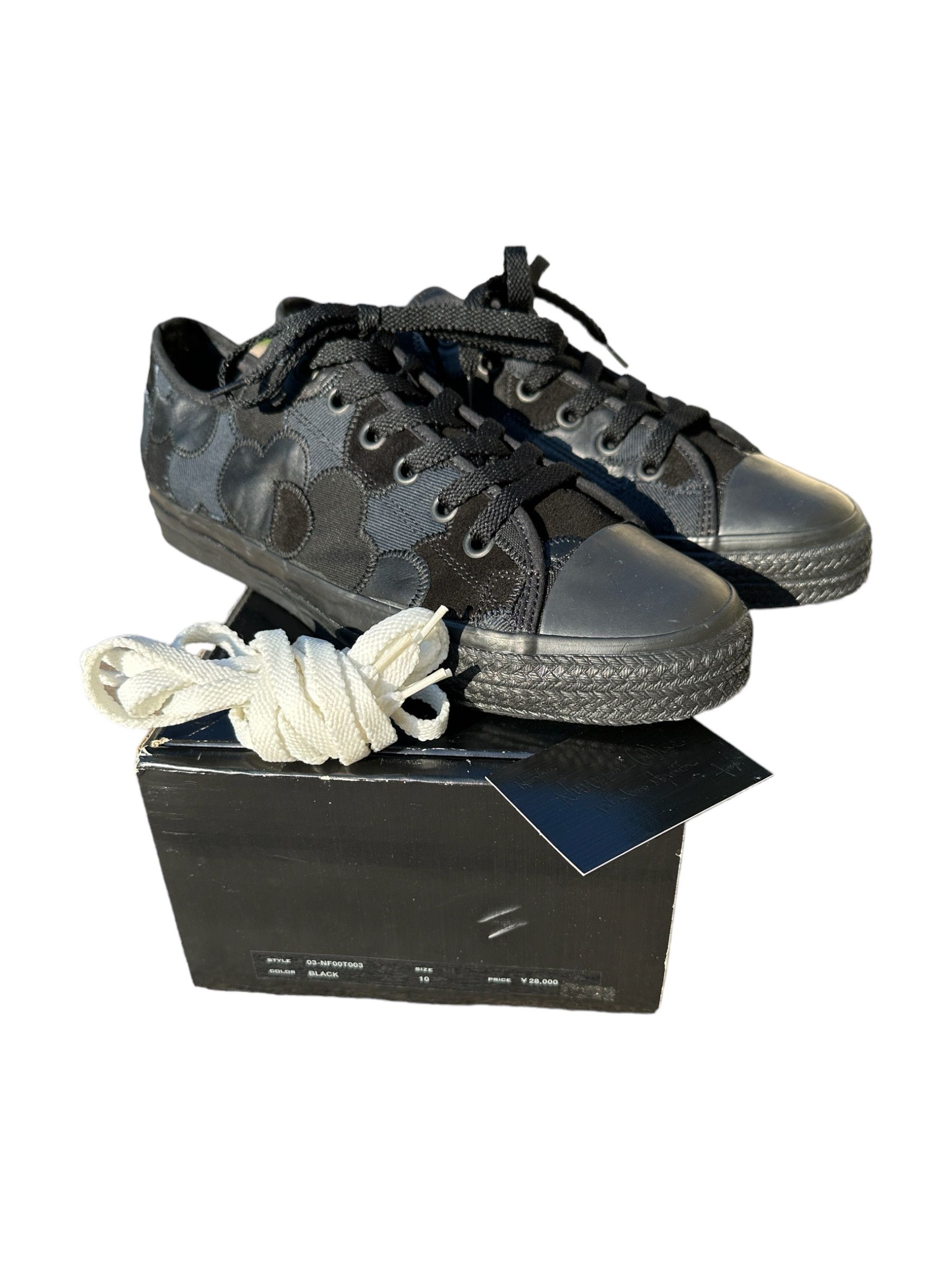 image of Number N Ine Aw 2003 "touch Me Im Sick" Scab Converse Heart Patch Shoes in Black, Men's (Size 10)