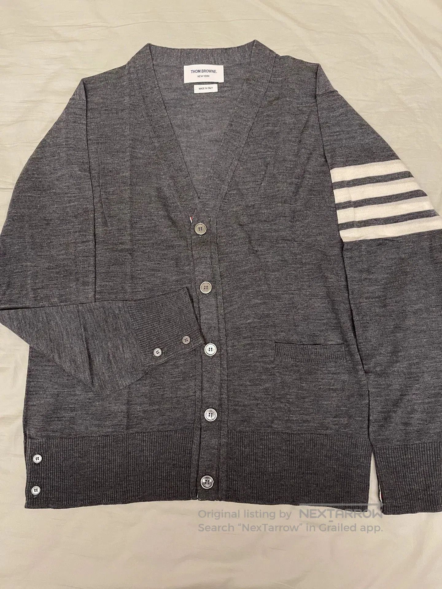 Thom Browne Thom Browne Gray Wool Cardigan with Stripes. Size US S / EU 44-46 / 1 - 1 Thumbnail