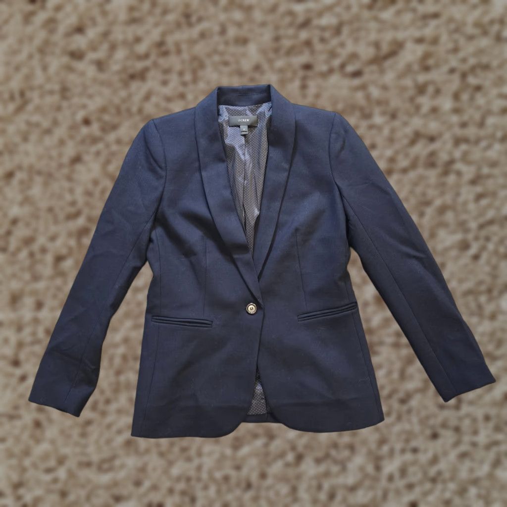 J.Crew J. Crew Blazer Womens Size 2 Blue Wool Jacket Capsule Career Academia Minimalist - Womens Blazer, Regular, Blue, Wool, J.CREW, Size 2 Size XS / US 0-2 / IT 36-38 - 1 Thumbnail