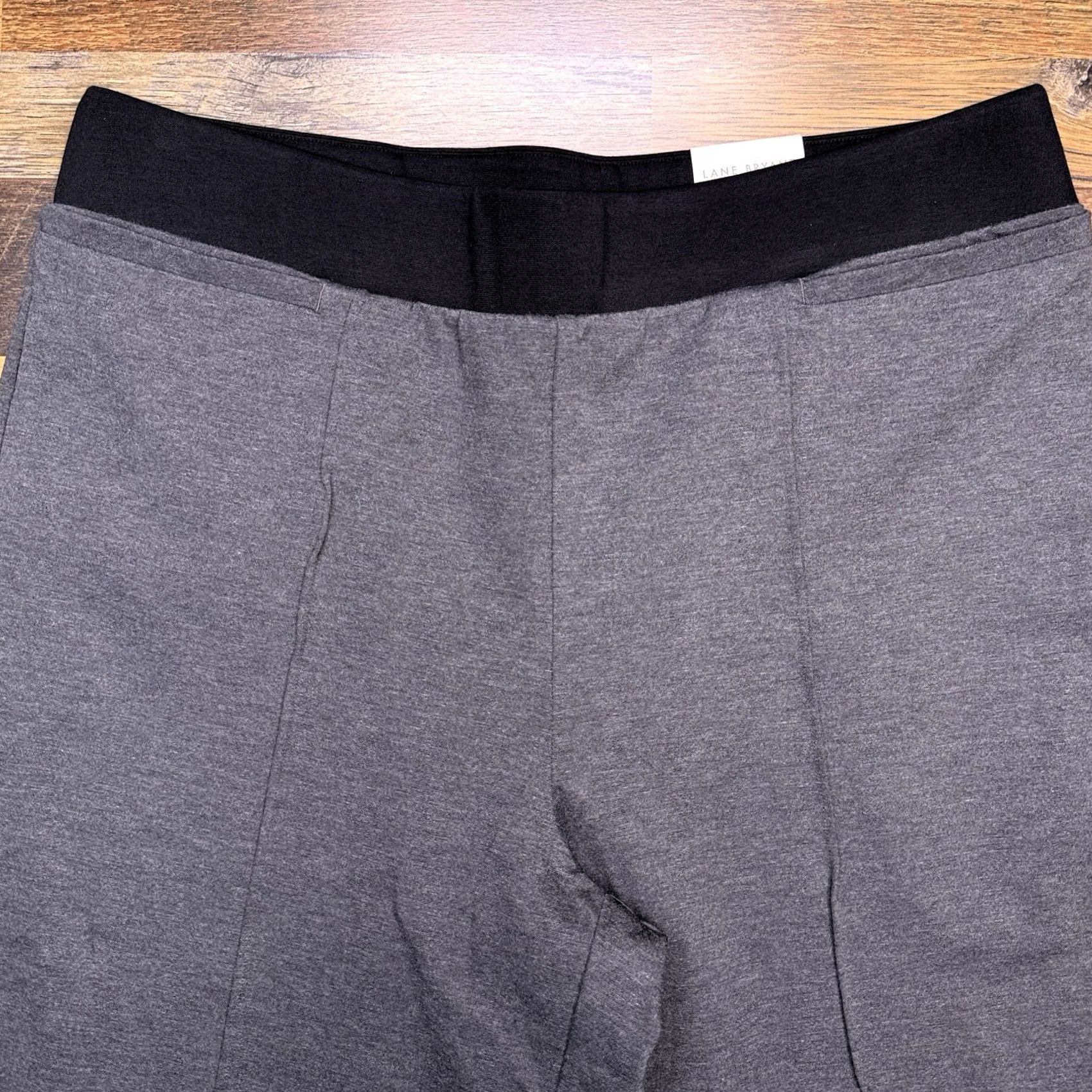 Vintage Lane Bryant Pants 18 Petite Gray Ponte Wide Leg High Rise Stretch Pull On New Size 40" / US 18 - 3 Thumbnail