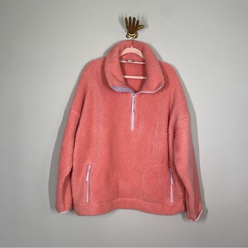 J.Crew J.Crew Cozy Pink Coral Fleece Women's 1/2 Zip Jacket Size XXL / US 16-18 / IT 52-54 - 2 Thumbnail