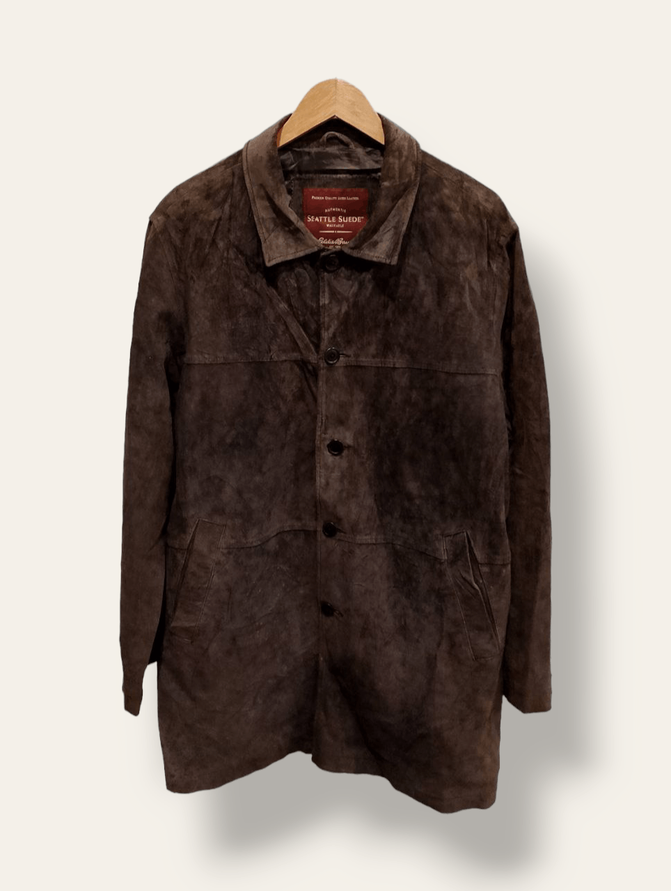 image of Archival Clothing x Eddie Bauer Seattle Suede Genuine Leather Jacket in Brown Leather (Size Large)