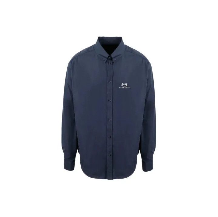 Balenciaga Blue Logo Long Sleeve Shirt for Men