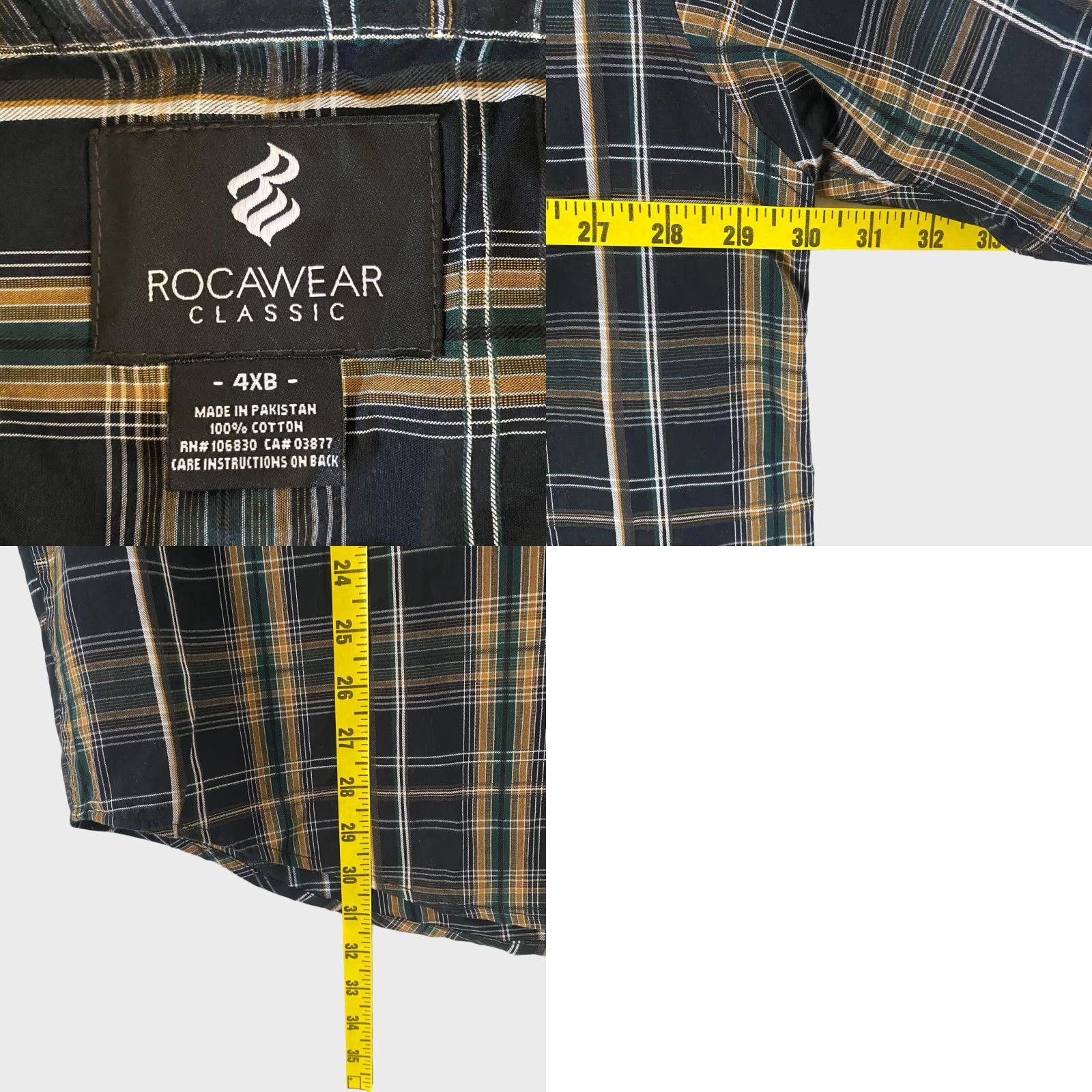 Rocawear Rocawear Button-Up Plaid Shirt Black Yellow Green Men 4XB Short Sleeve Size US XXL / EU 58 / 5 - 8 Thumbnail