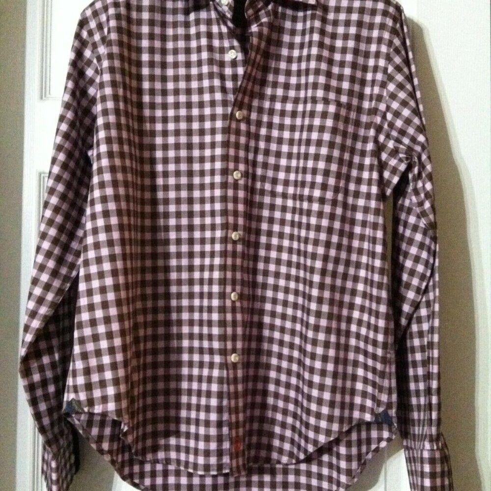 Other TREVERO MENS NEW BROWN/PINK 100%COTTON CASUAL SHIRT SIZE: L Size US L / EU 52-54 / 3 - 1 Thumbnail