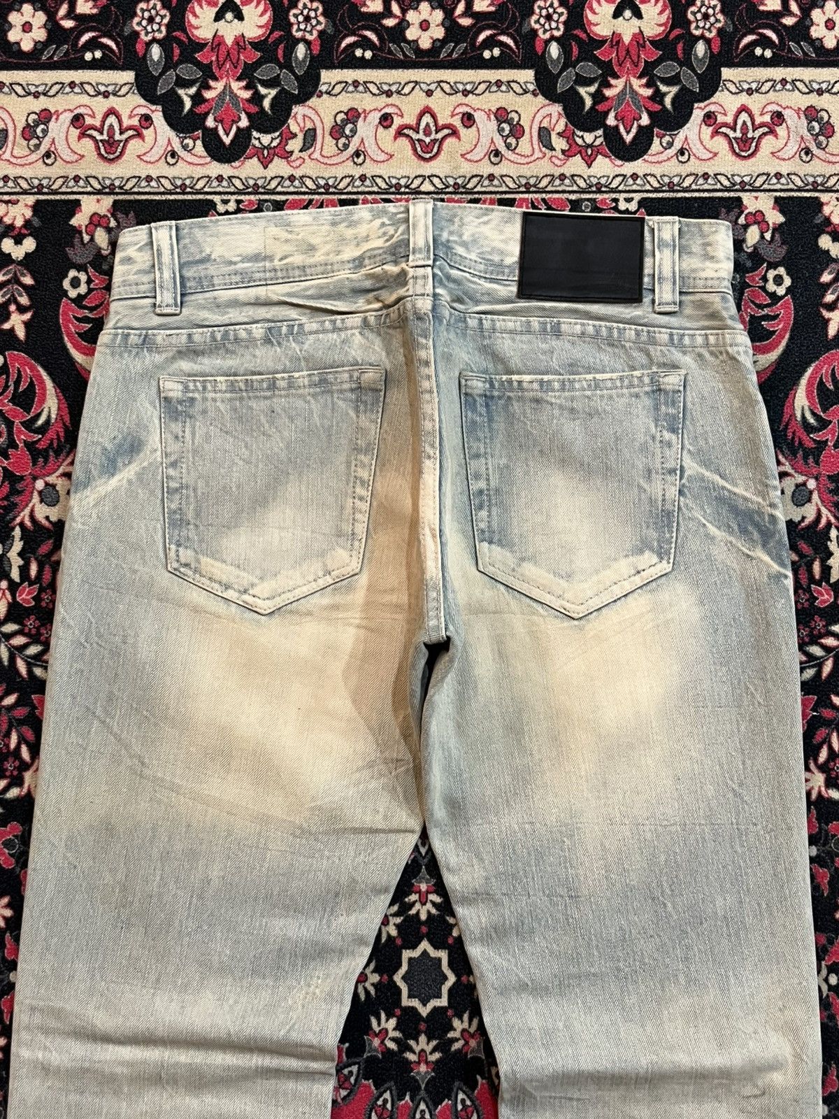 If Six Was Nine Japanese Brand La Gate Acid Blue Whisker Ripped Flare Jeans Size US 31 - 7 Thumbnail