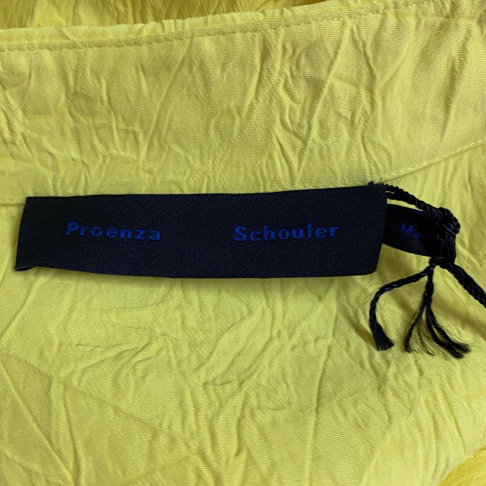 Proenza Schouler L Neon Yellow Wrinkled Acetate Hidden Placket Long Sleeve Size S / US 4 / IT 40 - 6 Thumbnail