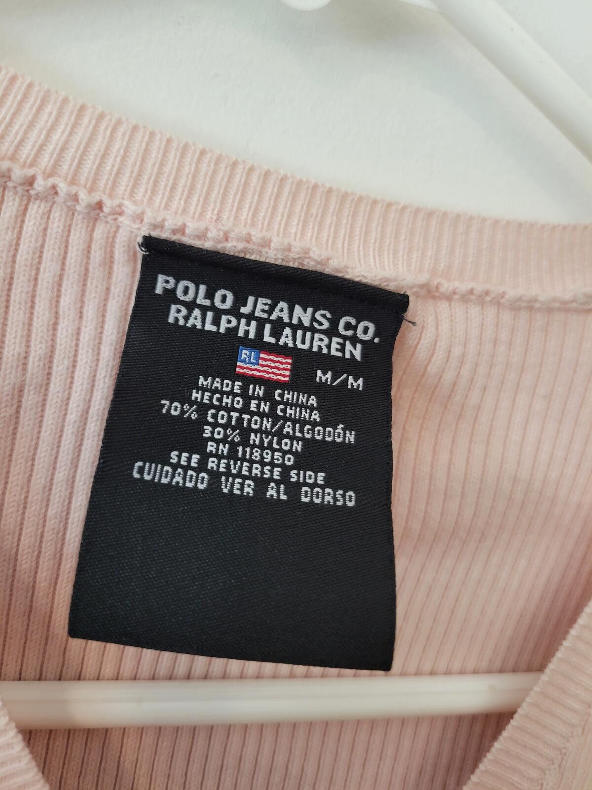 Other Ralph Lauren Light Pink Ribbed V-Neck Sweater Medium Size M / US 6-8 / IT 42-44 - 3 Thumbnail