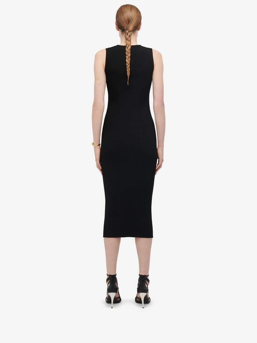 Alexander McQueen o1srvl11e0326 Slashed Knit Midi Dress in Black Size S / US 4 / IT 40 - 4 Thumbnail