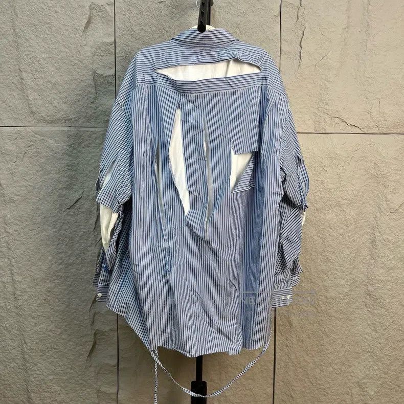 Balenciaga Balenciaga White Lining Big Destroyed Blue Striped Two-pie Size XXS / US 00 / IT 34 - 2 Thumbnail