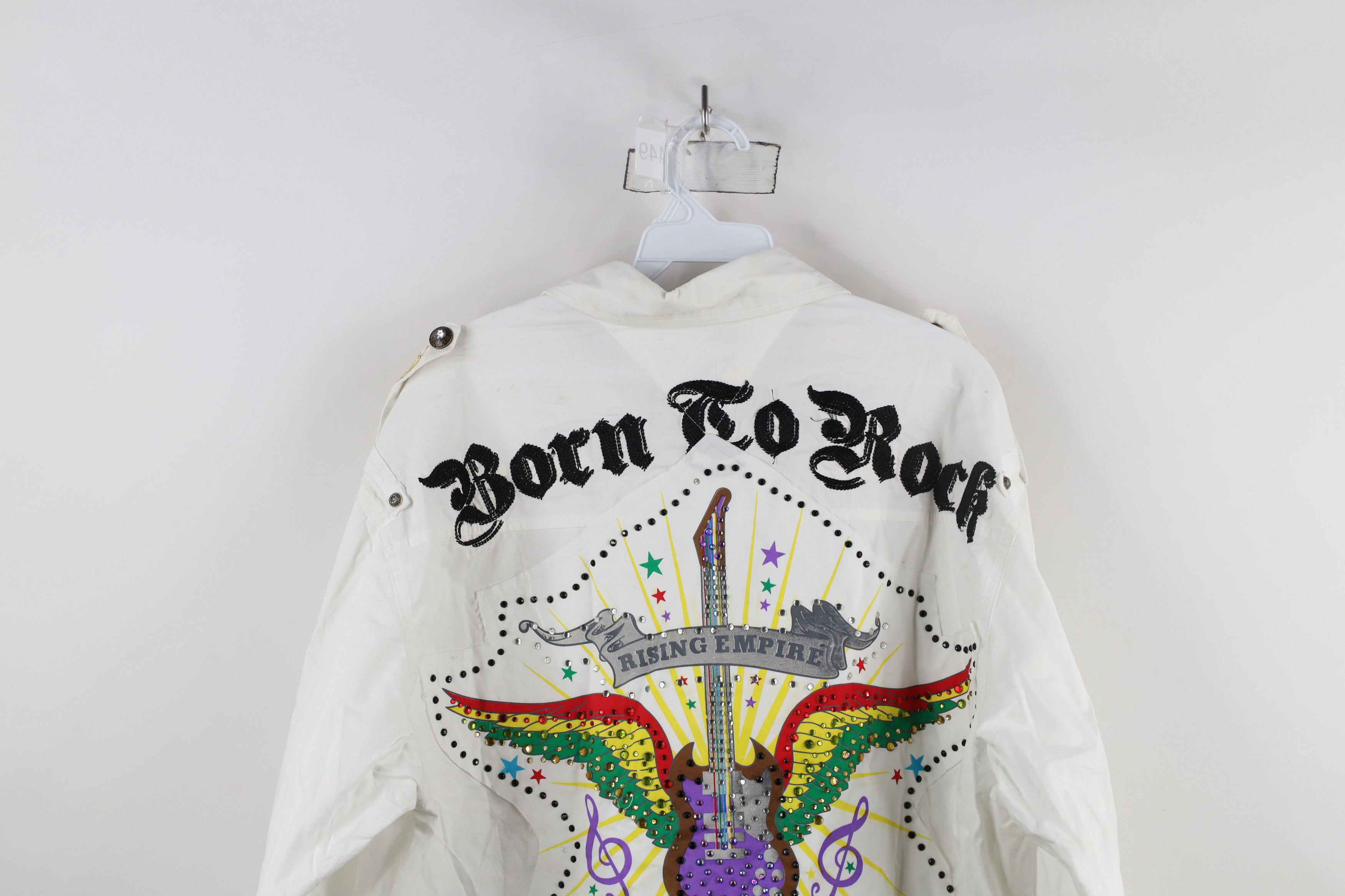 Vintage Deasdtock Vintage Y2K Rockabilly Born To Rock Button Shirt Size US XXL / EU 58 / 5 - 15 Thumbnail