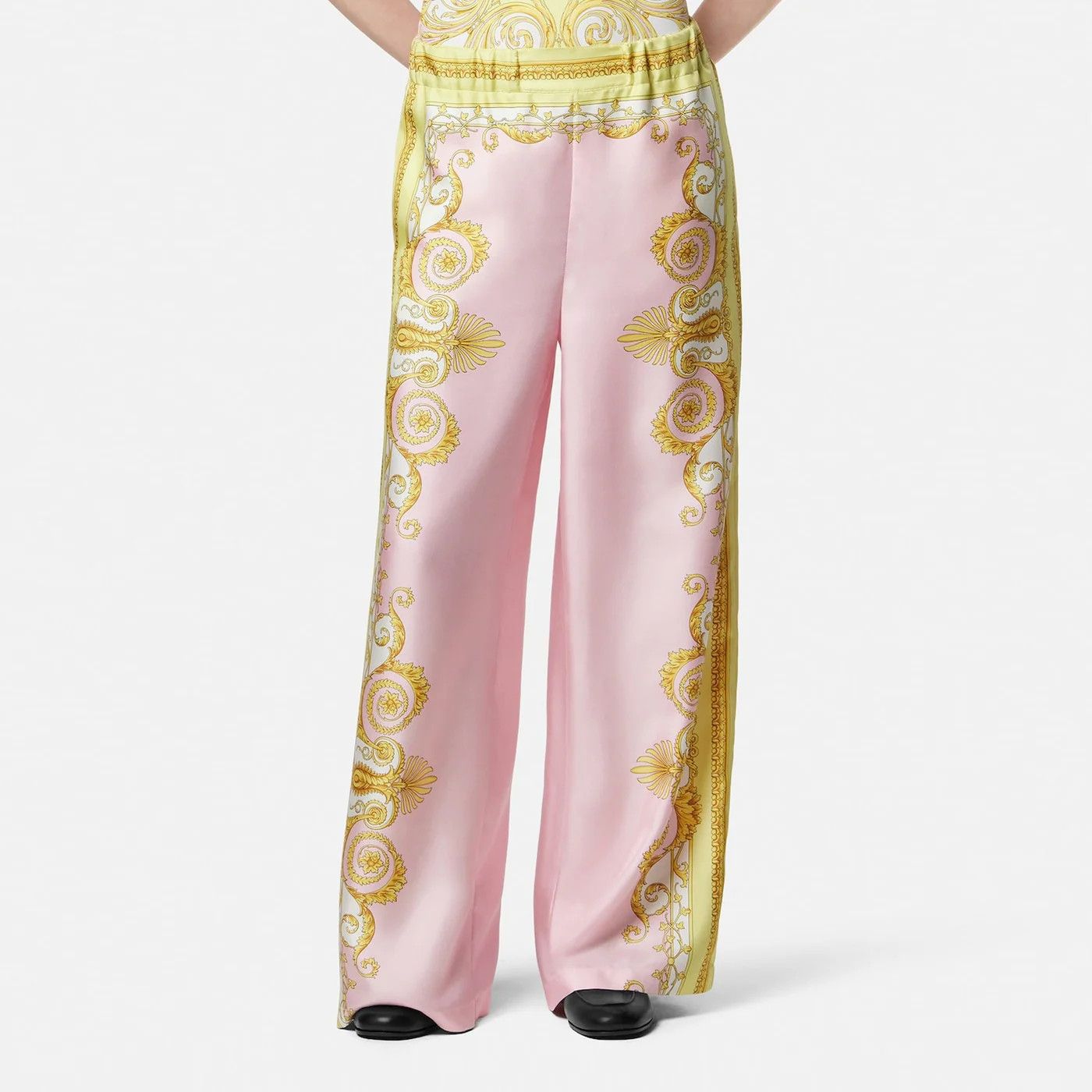 Versace o1d2blof0426 Printed Silk Twill Trousers in Multicolor Size 28" / US 6 / IT 42 - 1 Thumbnail