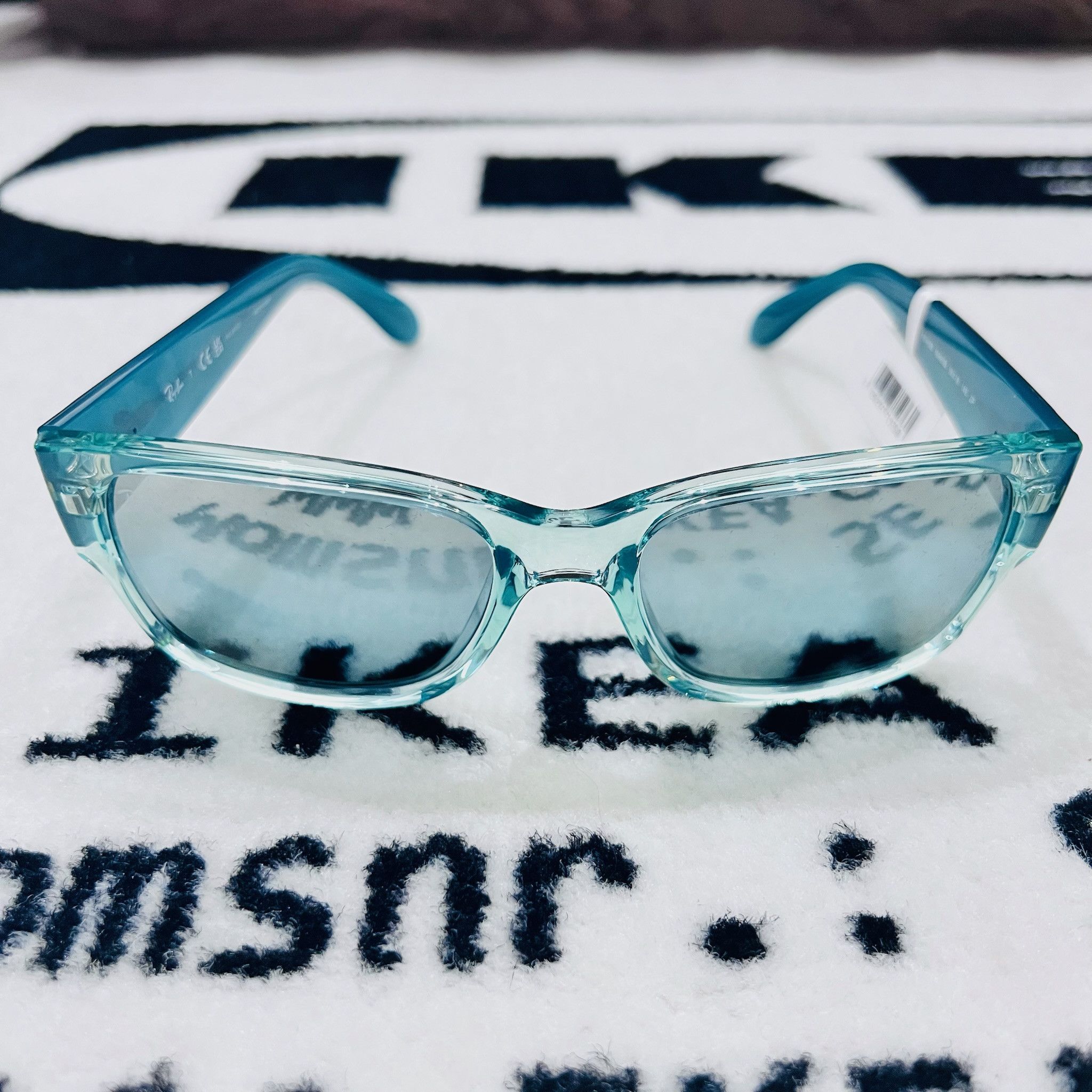 RayBan Ray-Ban Polarized RB4388 Transparent Green Pillow Sunglasses Size ONE SIZE - 1 Thumbnail