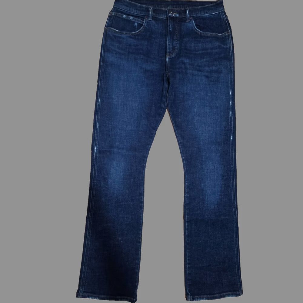 Vintage Straight Jeans Women's Blue Cotton Slim Fit Mid Rise Distressed 5 Pockets Button Closure USA Theme 8 Regular Women’s Pants Size 28" / US 6 / IT 42 - 1 Thumbnail