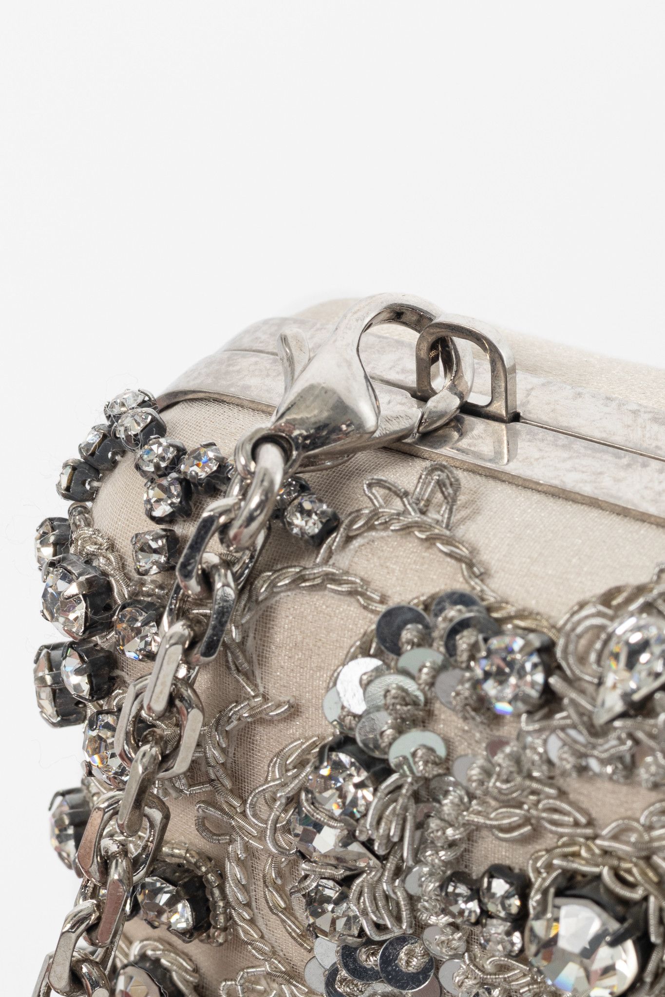 Alexander McQueen Alexander McQueen Crystal/Sequin-Embroidered Satin Clutch Size ONE SIZE - 9 Thumbnail