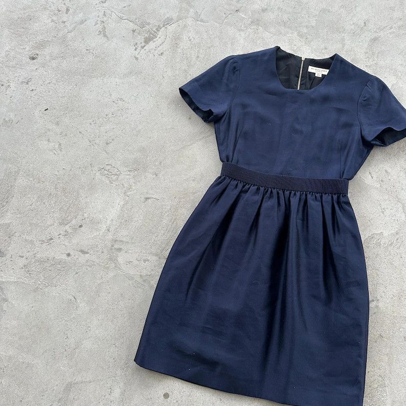 Burberry Burberry London Women's Navy Blue Short Sleeve Dress EU S Size S / US 4 / IT 40 - 2 Thumbnail
