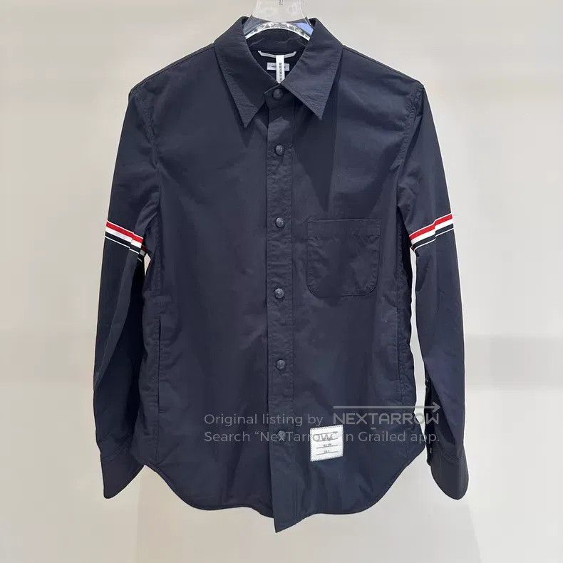 Thom Browne Thom Browne Classic Double Sleeve Logo Jacket in Blue Size US XS / EU 42 / 0 - 1 Thumbnail