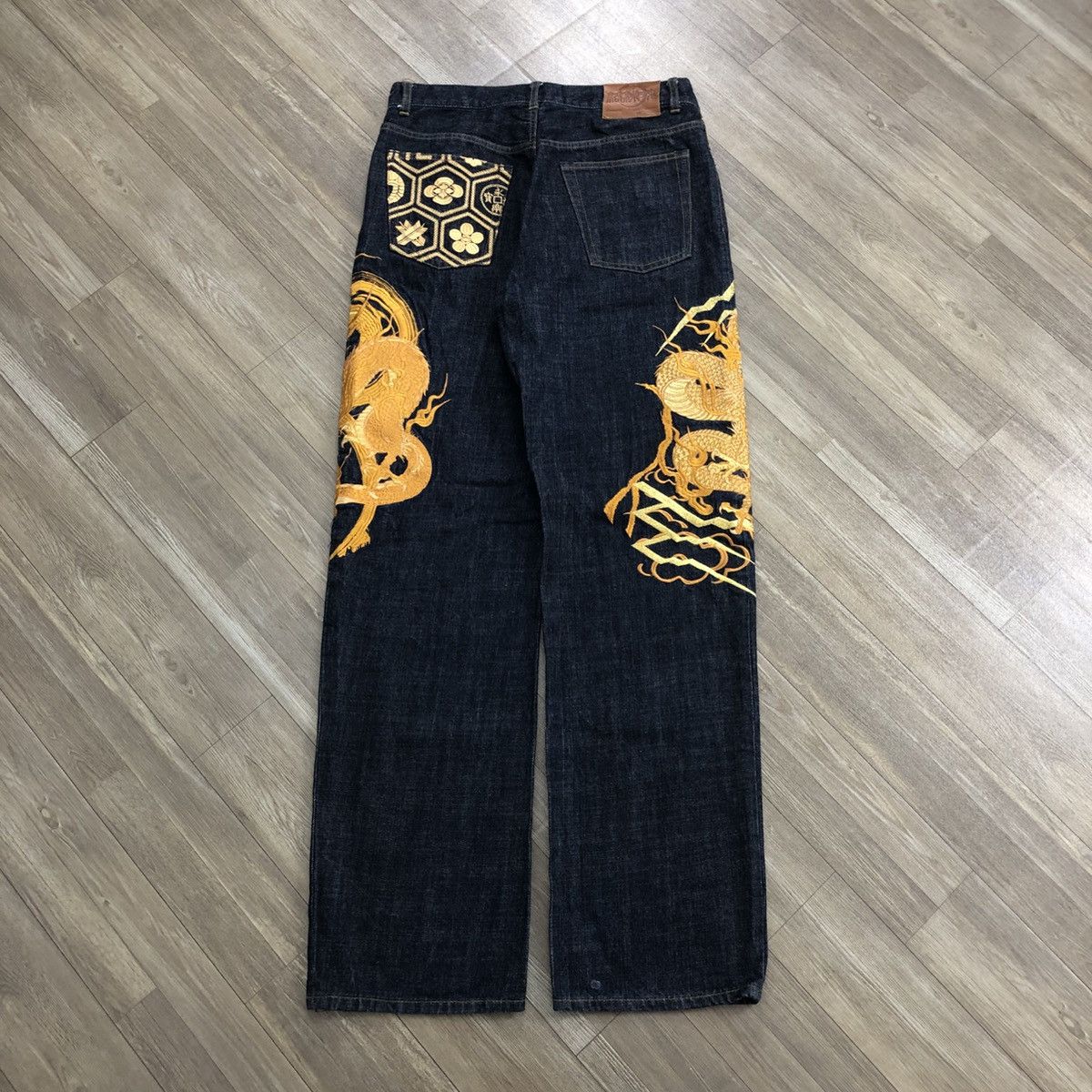 Ed Hardy SOLD📦 70/100 Karakuri Tamashii Dragon Gold Embroidered Jeans Size US 36 / EU 52 - 20 Thumbnail