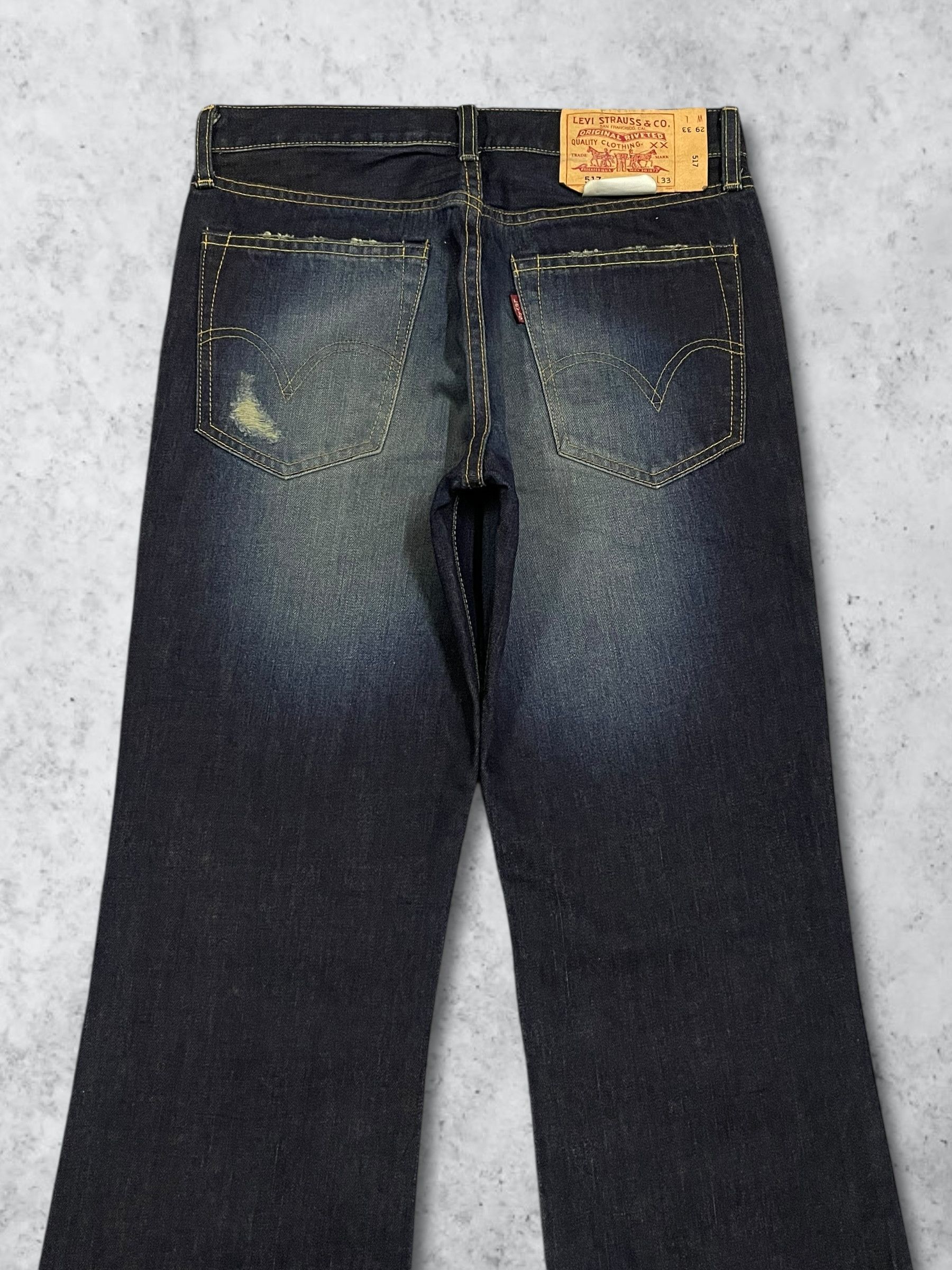 Levi's Vintage Y2K Levi’s Distressed Dark Blue Washed Bootcut Jeans Size US 29 - 4 Thumbnail