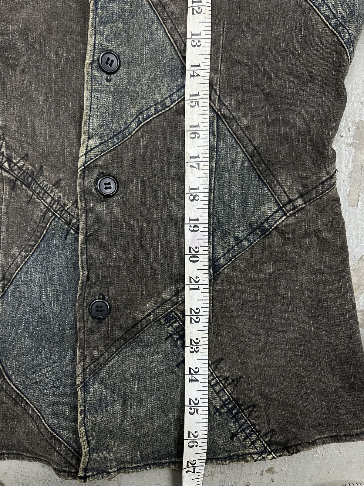 Designer × Japanese Brand × Tornado Mart TORNADO MART PATCHWORK DENIM DARTED SHIRT Size US M / EU 48-50 / 2 - 8 Thumbnail