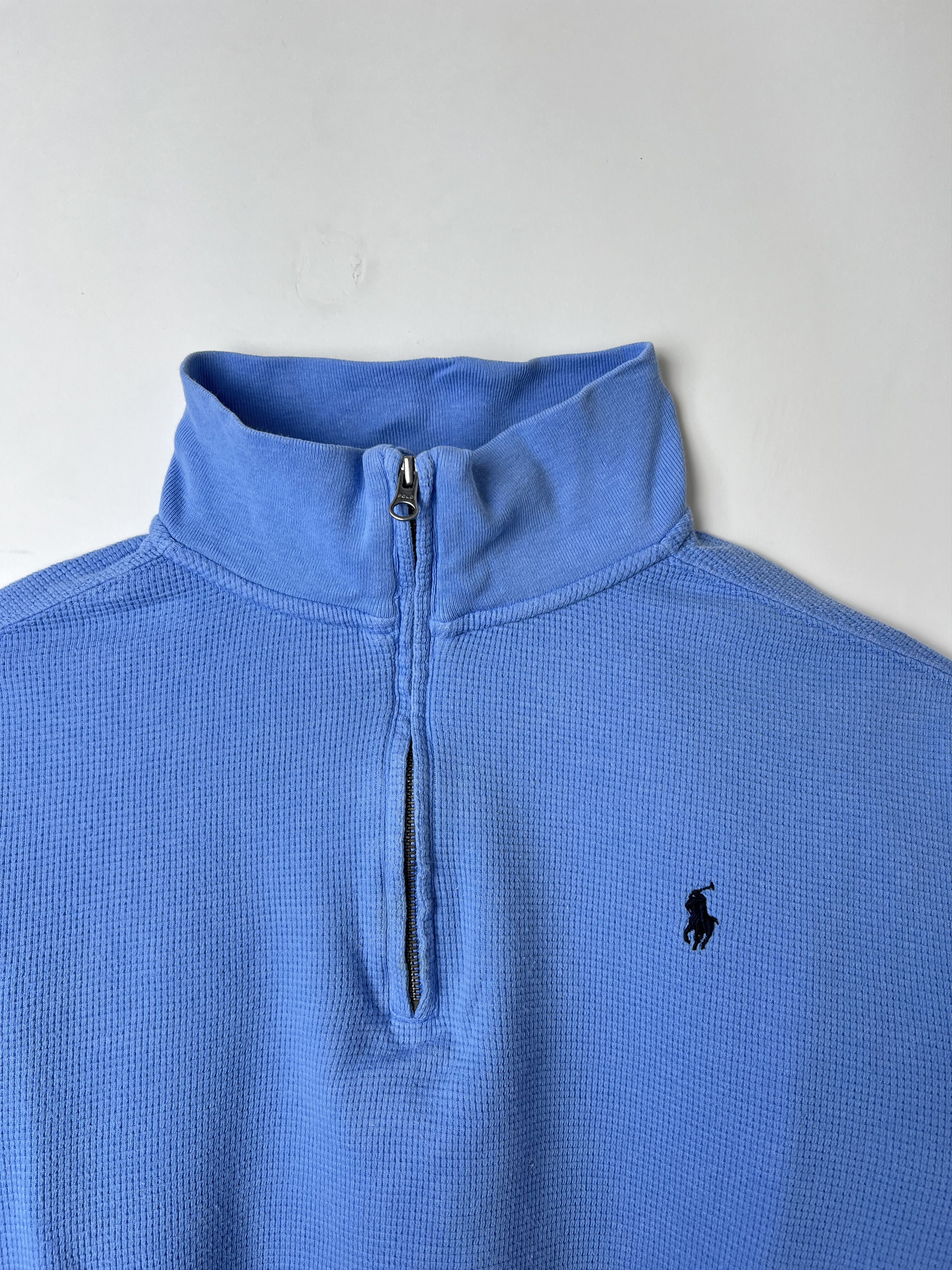 Polo Ralph Lauren Ralph Lauren Quarter Zip Sweater Waffle Blue XL Size US XL / EU 56 / 4 - 2 Thumbnail